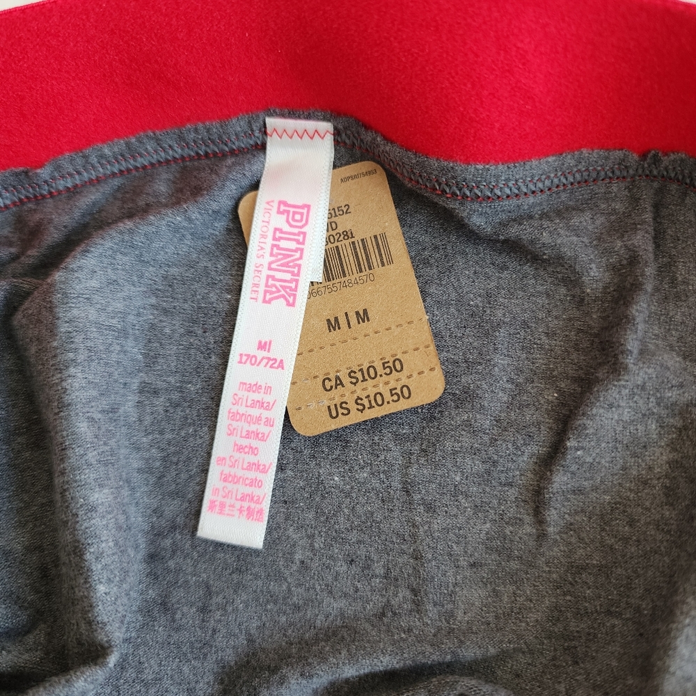 Pink by Victoria Secret red grey plaid SHORTIE logo band size M - Picture 4 of 5